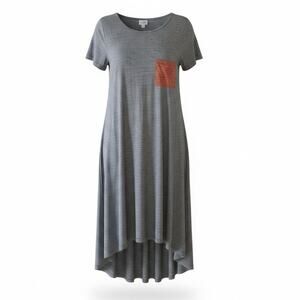 LuLaRoe CARLY High Low Dress  Gray Short Sleeve Round Scoop Neck Women Size XL